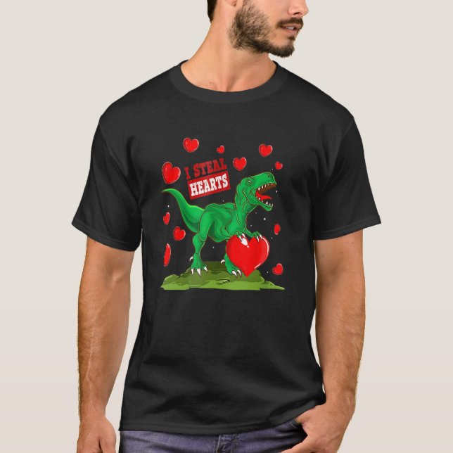 Camiseta Boys Valentines Day Kids Dinosaur T Rex Lover I St (Anverso)