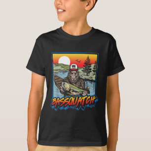 Camiseta Bquatch! Divertido B Pesca Sasquatch Retro 80s Pes