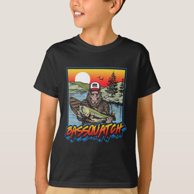Camiseta ¡Bquatch! Funny B Pesca Sasquatch Retro 80 (Anverso)