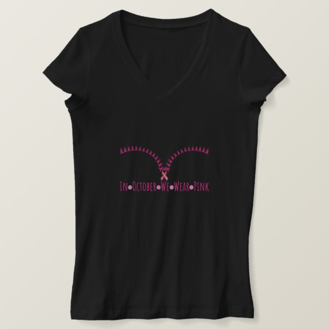 Camiseta Bra En Octubre Usamos Cáncer De Mama De Cinta Rosa (Anverso del diseño)