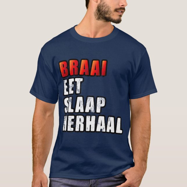 Camiseta Braai duerme de nuevo barbacoa sudafricana (Anverso)