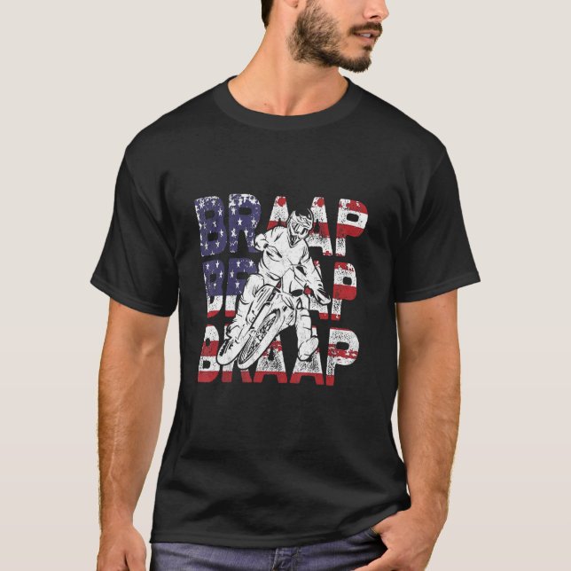 Camiseta Braap Bandera Estadounidense Dirt Bike Motocross P (Anverso)