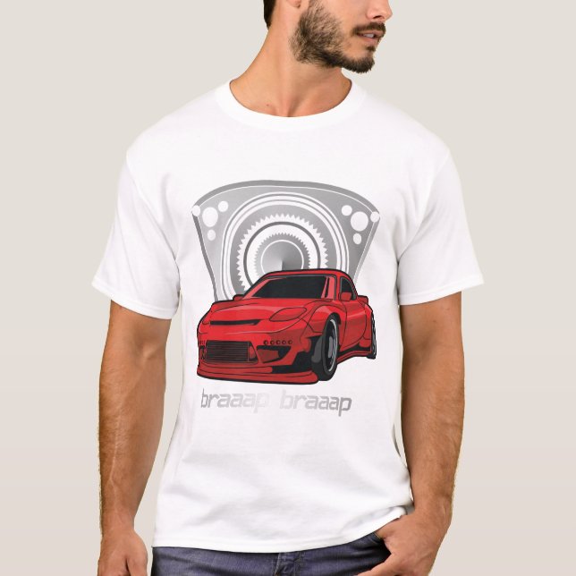 Camiseta BRAAP de Rotary Mazda RX7 (Anverso)