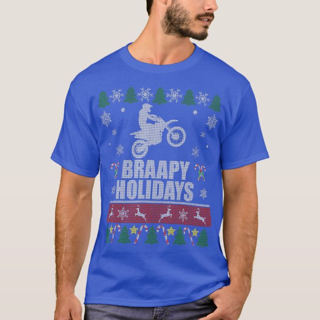 Camiseta Braapy Holidays Motocross Ugly Para Navidades (Anverso)