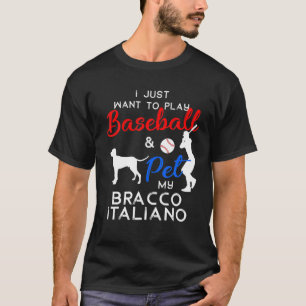 Camiseta Bracco Italiano Divertido dueño de perro de béisbo