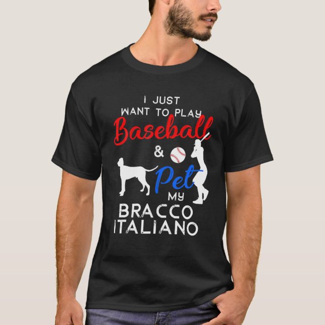 Camiseta Bracco Italiano Divertido dueño de perro de béisbo (Anverso)