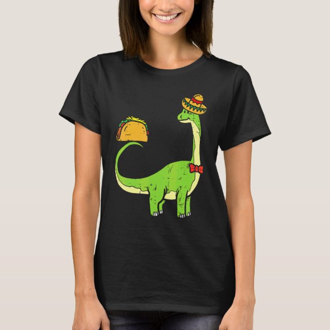 Camiseta Brachiosaurus Brontosaurus Taco Cinco De Mayo Mexi (Anverso)