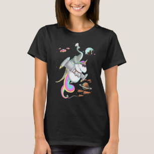Camiseta Brachiosaurus Dinosaur Riding Unicorn Food Space P
