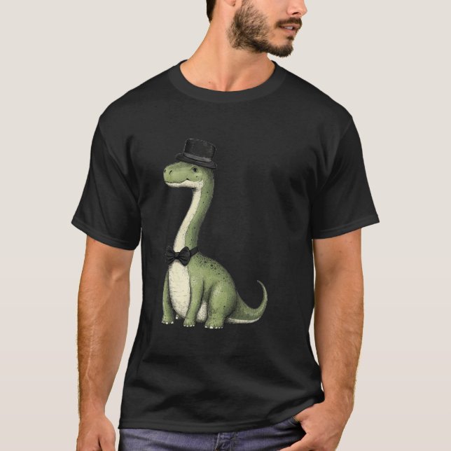 Camiseta Brachiosaurus Dinosaurio que Lleva un Sombrero y C (Anverso)