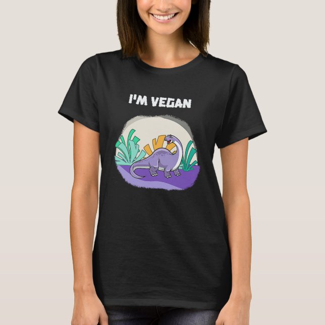 Camiseta Brachiosaurus y dinosaurio vegano lindo (Anverso)