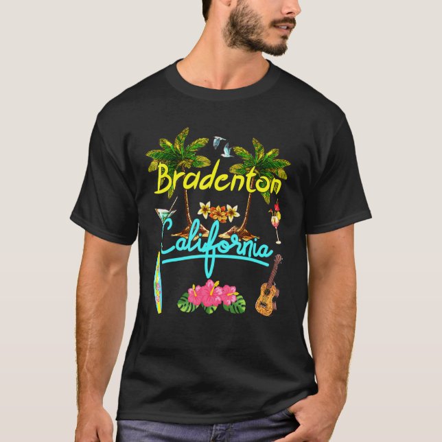 Camiseta Bradenton California Beach Summer Palm Surf Sun Se (Anverso)