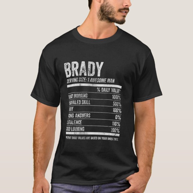Camiseta Brady Nutrition Nombre Personalizado Funny Name Fa (Anverso)