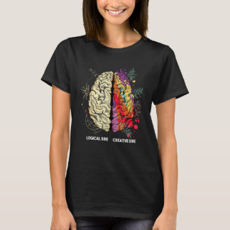 Camiseta Brain Divided In Two Parts By A Creative And A Log