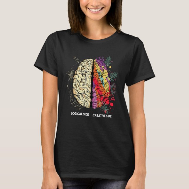 Camiseta Brain Divided In Two Parts By A Creative And A Log (Anverso)