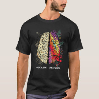 Camiseta Brain Divided In Two Parts By A Creative And A Log