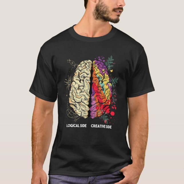 Camiseta Brain Divided In Two Parts By A Creative And A Log (Anverso)