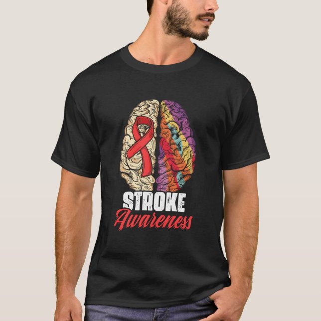 Camiseta Brain Stroke Survivor Red Ribbon Stroke Awareness (Anverso)