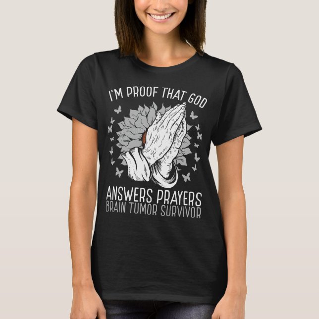 Camiseta Brain Tumor Awareness God Glioblastoma Survivor (Anverso)