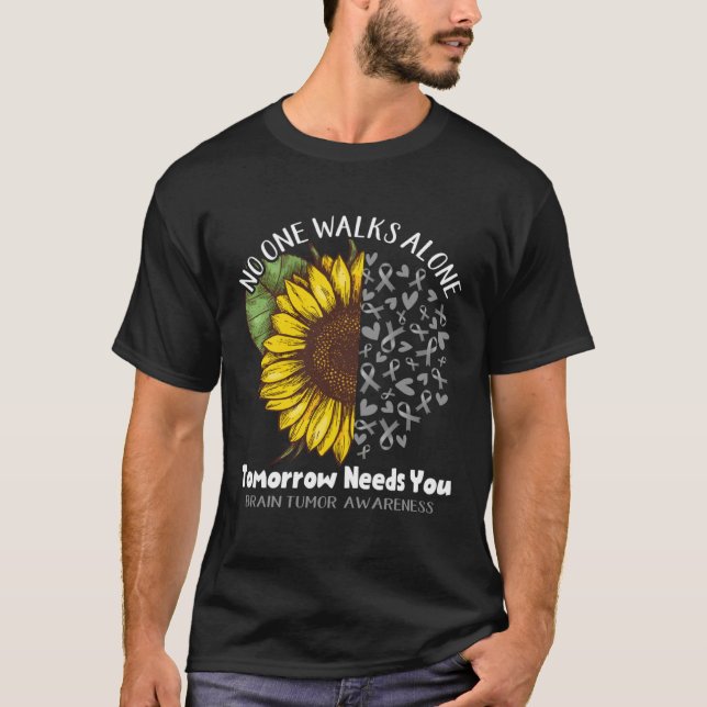 Camiseta Brain Tumor Awareness NO ONE WALKS ALONE TOMORROW  (Anverso)