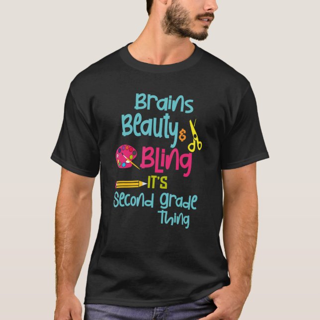 Camiseta Brains Beauty Bling It A 2º Grado Thing School G (Anverso)