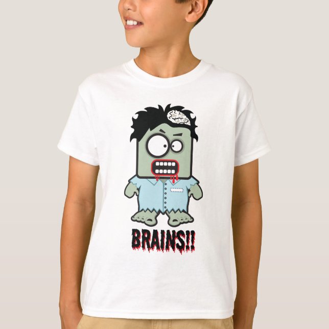 Camiseta Brains personalizado zombie Halloween Shirt (Anverso)