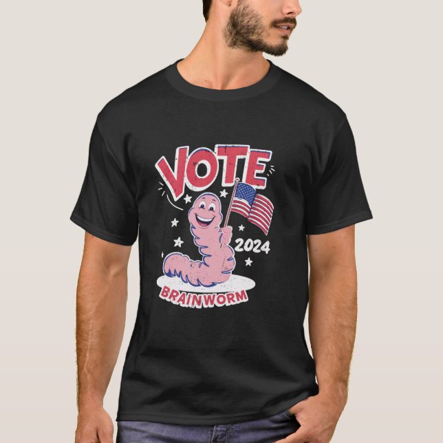 Camiseta Brainworm 2024 Votación Por Gusano Cerebro 2024 Di (Anverso)