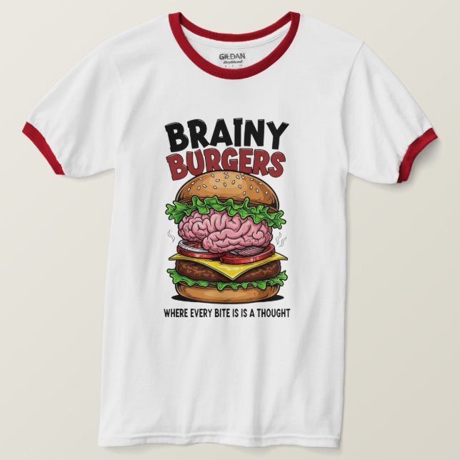 Camiseta Brainy Burgers Ringer (Anverso del diseño)