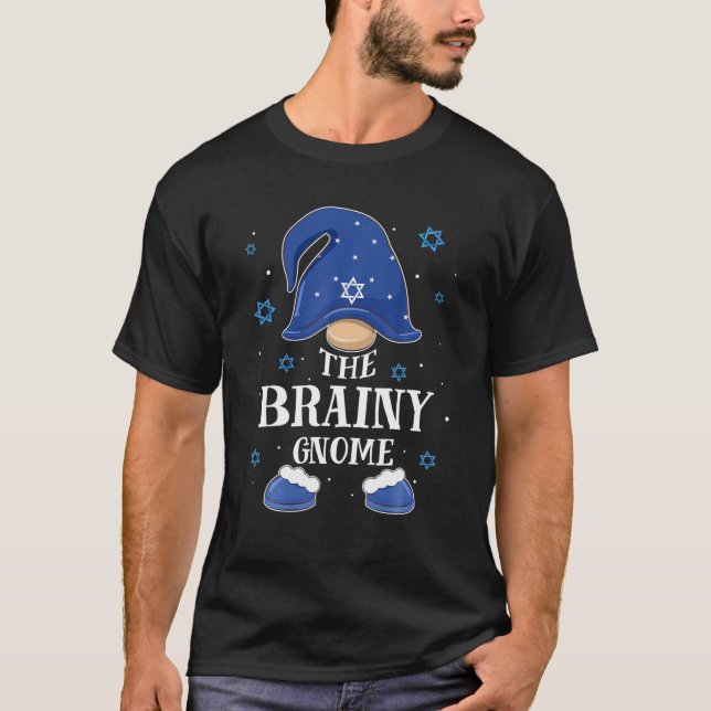 Camiseta Brainy Gnome Hanukkah Jewish Mating Family Xmas (Anverso)