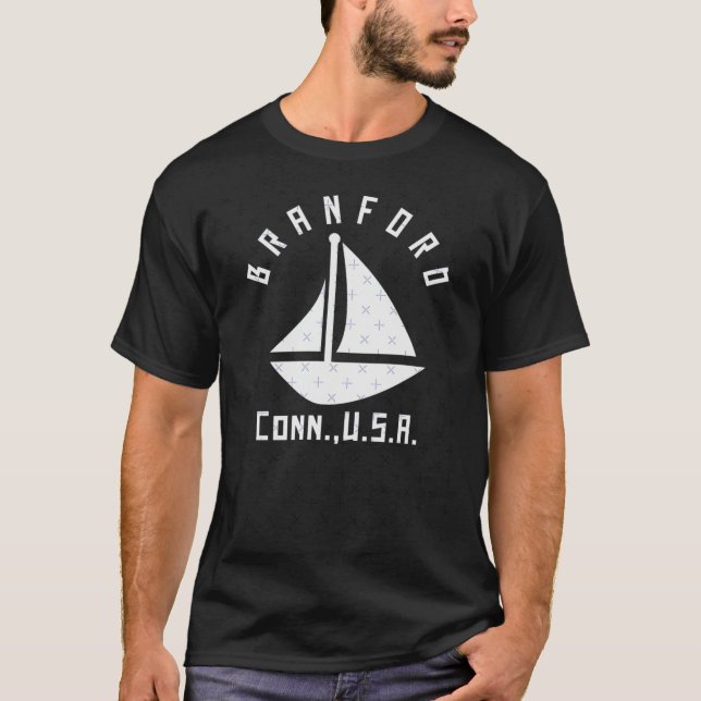 Camiseta Branford Connecticut Navegación en barco blanco Ab (Anverso)