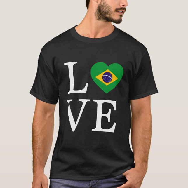 Camiseta Brasil Ama El Corazón De Los Brasileños Estadounid (Anverso)