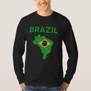 Camiseta Brasil Bandera Brasileña y Mapa Amarillo