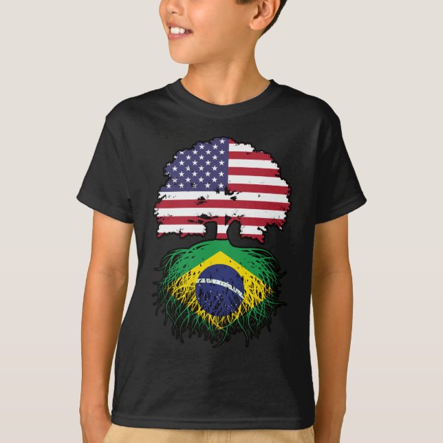 Camiseta Brasil: Bandera de raíces de árboles norteamerican (Anverso)