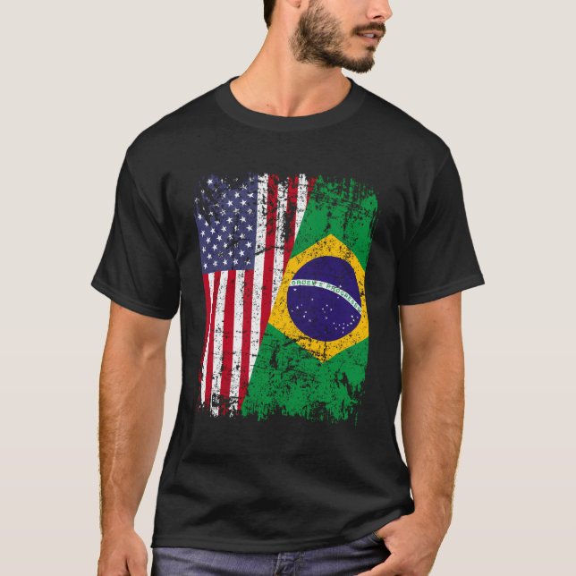 Camiseta Brasil: Bandera media estadounidense (Anverso)