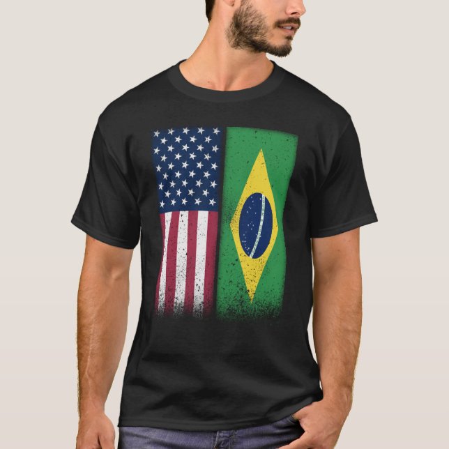 Camiseta Brasil: Banderas brasileñas norteamericanas orgull (Anverso)