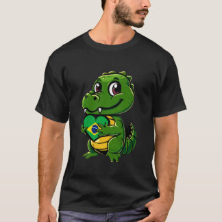 Camiseta Brasil Cute Alligator Heart Raíces Brasileñas Bras