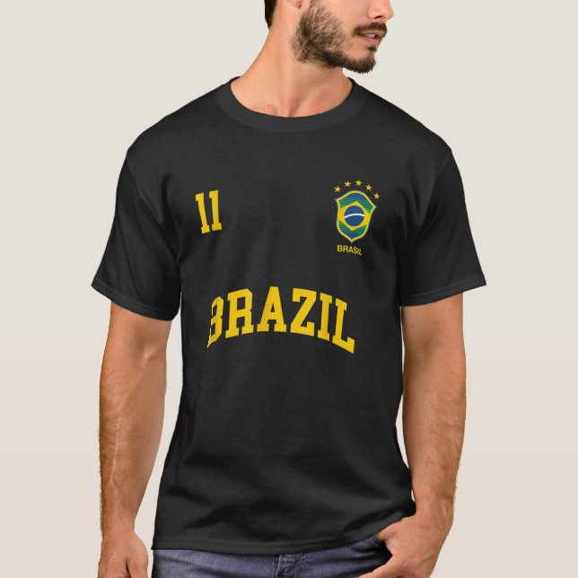 Camiseta Brasil: Deportivo del equipo de fútbol número 11 d (Anverso)