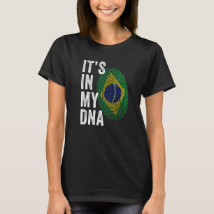 Camiseta Brasil Está en mi ADN Bandera Brasileña Huella Neg