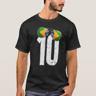 Camiseta Brasil: Jugador de fútbol número 10 Bandera brasil