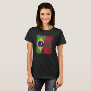 Camiseta Brasil Marruecos Media Bandera Brasileño Marroquí