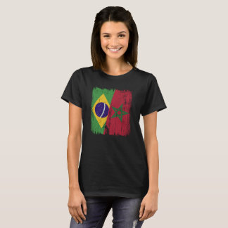 Camiseta Brasil Marruecos Media Bandera Brasileño Marroquí