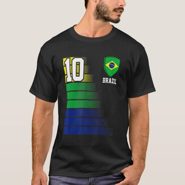 Camiseta Brasil Número 10 Deportes de equipo de fútbol bras (Anverso)