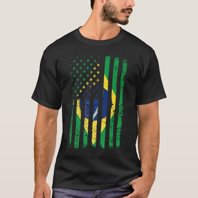 Camiseta Brasil Shirt Brasil Soccer USA Bandera de Estados  (Anverso)