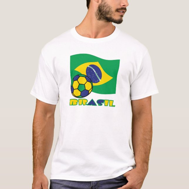 Camiseta Brasileiro Futebol e Bandeira Brasil en portugués (Anverso)