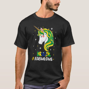 Camiseta Brasileñas chicas Bandera Brasil Unicornio