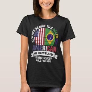 Camiseta Brasileño-americano conocemos lugares bandera de B