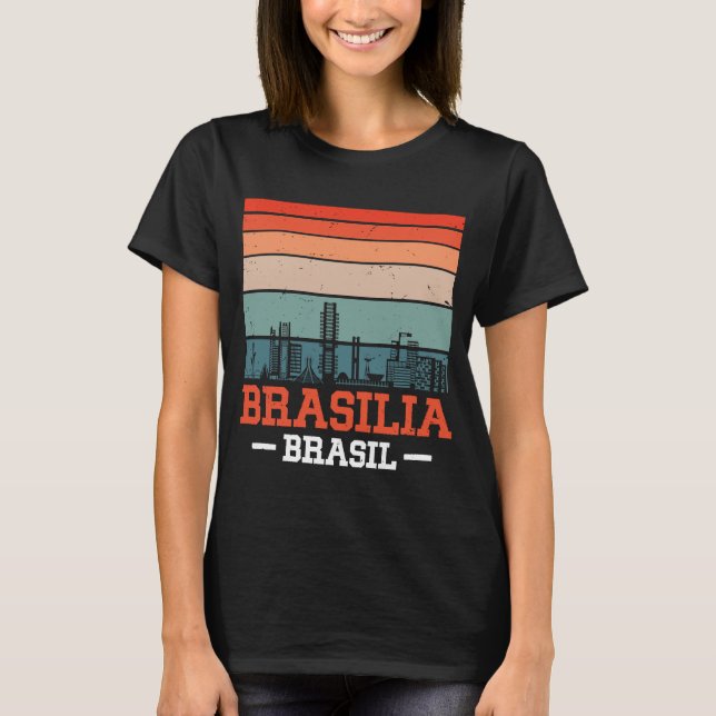 Camiseta Brasilia Brasil Retro Vintage Sunset Skyline Brasi (Anverso)