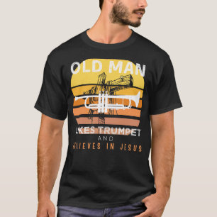 Camiseta Brass divino: Hombre viejo gruñón sintoniza Jesús