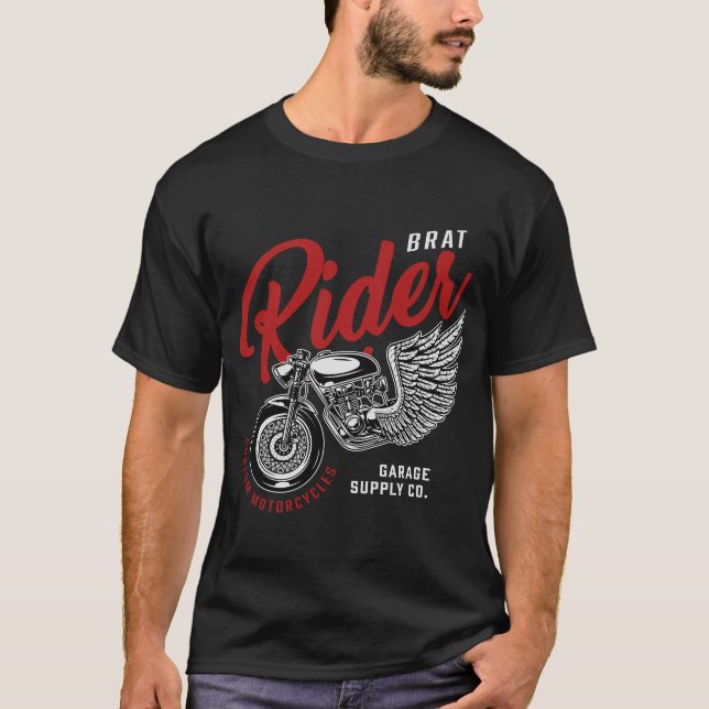 Camiseta Brat Rides Personalizado Motocicletas T-Shirt (Anverso)