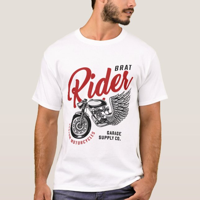 Camiseta Brat Rides Personalizado Motocicletas T-Shirt (Anverso)
