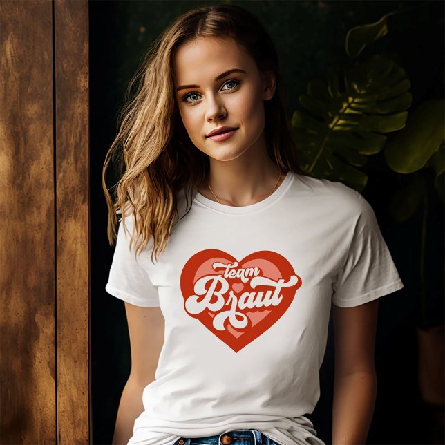 Camiseta Braut Und Team Braut Bachelorette Retro Herz (Subido por el creador)